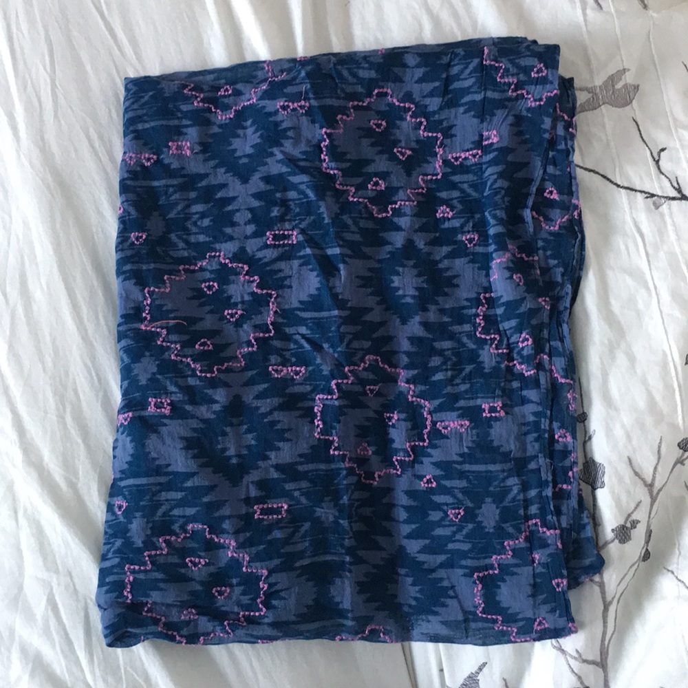 Indigo Patterned Infinity Scarf
